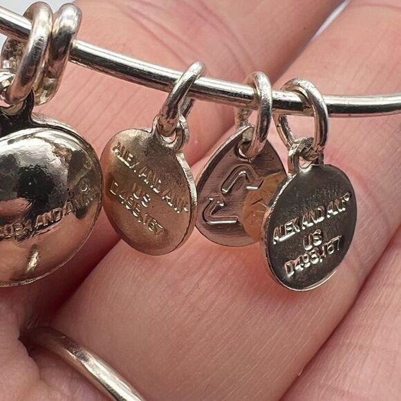 Alex And Ani Women's Expandable Red Crystal‎ Birthstone Silver Charm Bracelet - Picture 7 of 8